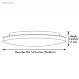 Dimension diagram of the moon flush mount, 10.2 to 18.9 inch diameter