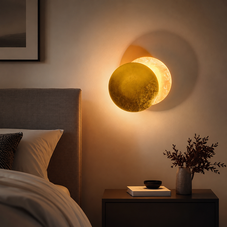 moon wall light brass