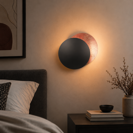 black bronze moon wall light