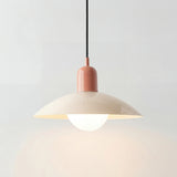 Modern glass globe pendant light shown in beige with a metal dome shade