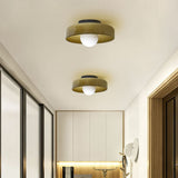 Brown glass disc ceiling light close up
