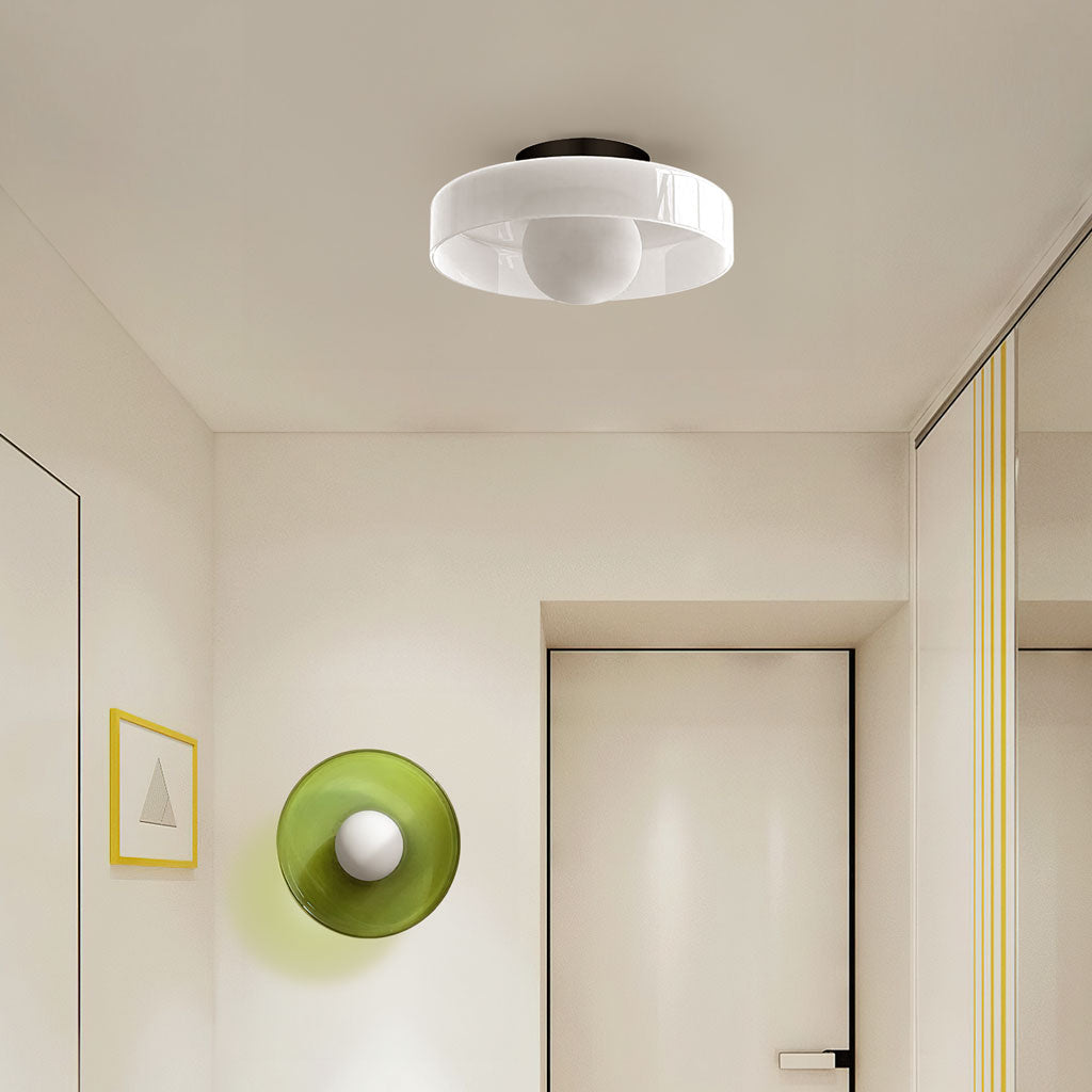 Green and white glass disc light variants