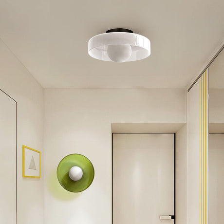 Green and white glass disc light variants