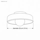 Olive glass disc ceiling light dimensions illustration