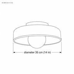 Olive glass disc ceiling light dimensions illustration