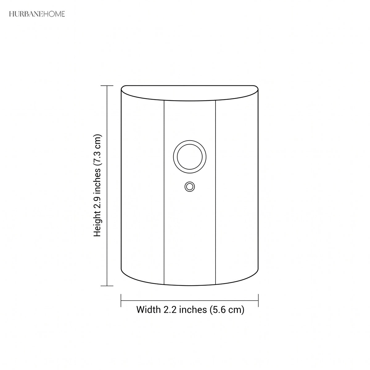Line drawing of the sensor wall light with width and height labels
