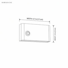 Dimensions diagram of the wall light measuring 6.7 inches wide by 3.5 inches high