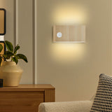 Motion sensor wall light glowing on a wall