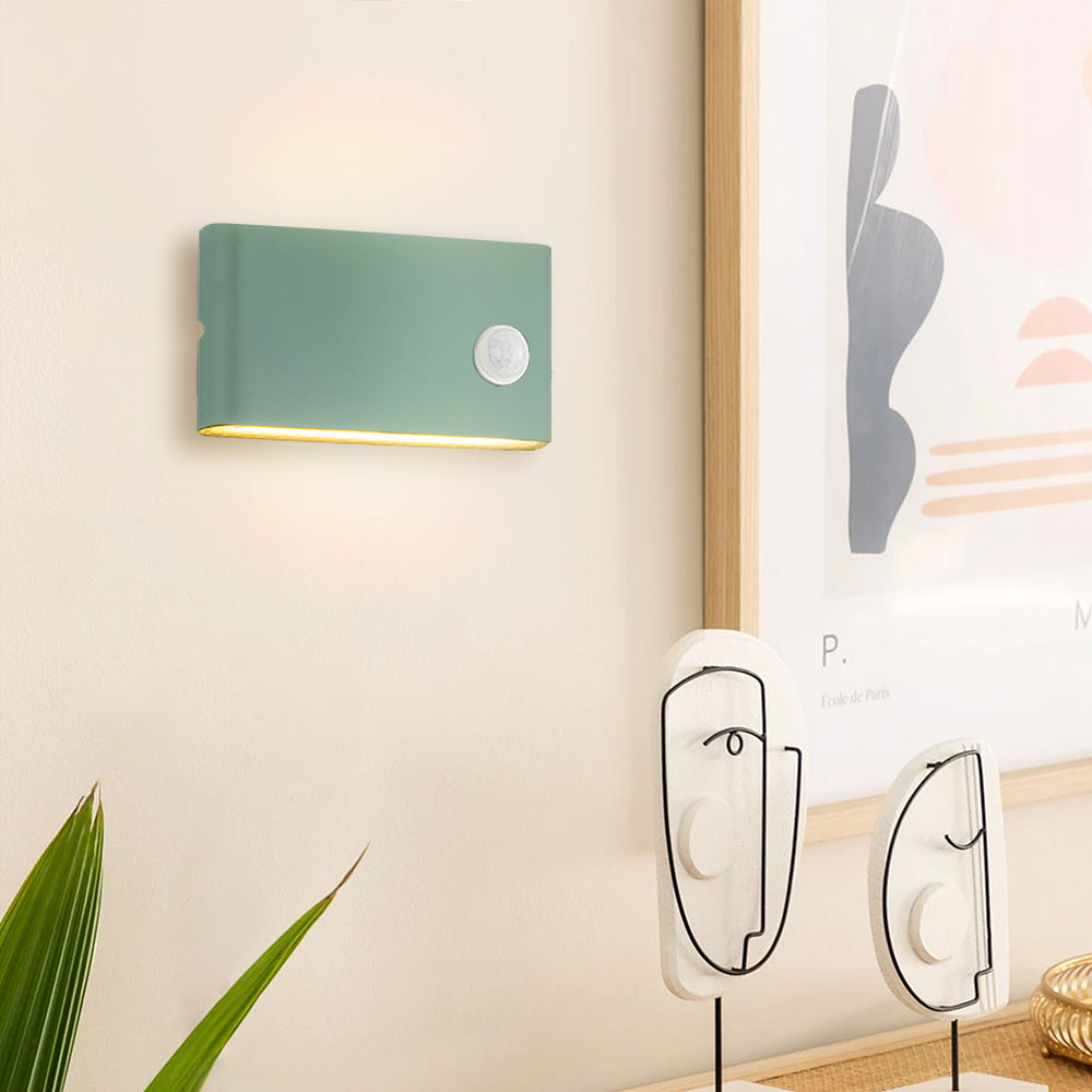 Motion sensor wall light illuminated view