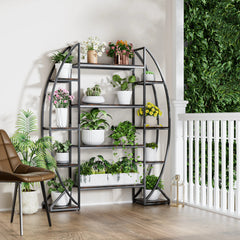 Multi Tier Plant Stand – Industrial Wood and Metal Indoor Shelf - Hurbane Home