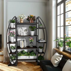 Multi Tier Plant Stand – Industrial Wood and Metal Indoor Shelf - Hurbane Home