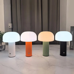 Mushroom night light glowing in warm color mode