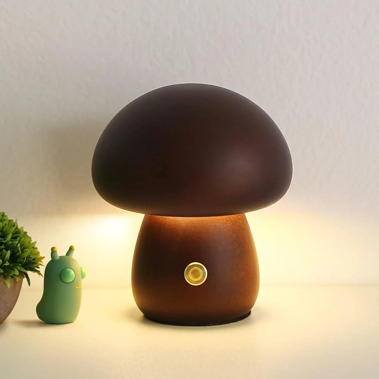 Mushroom Shaped Table Lamp - Wooden Design, Cozy Bedside Illumination - Mushroom Table Lamp - Hurbane Home