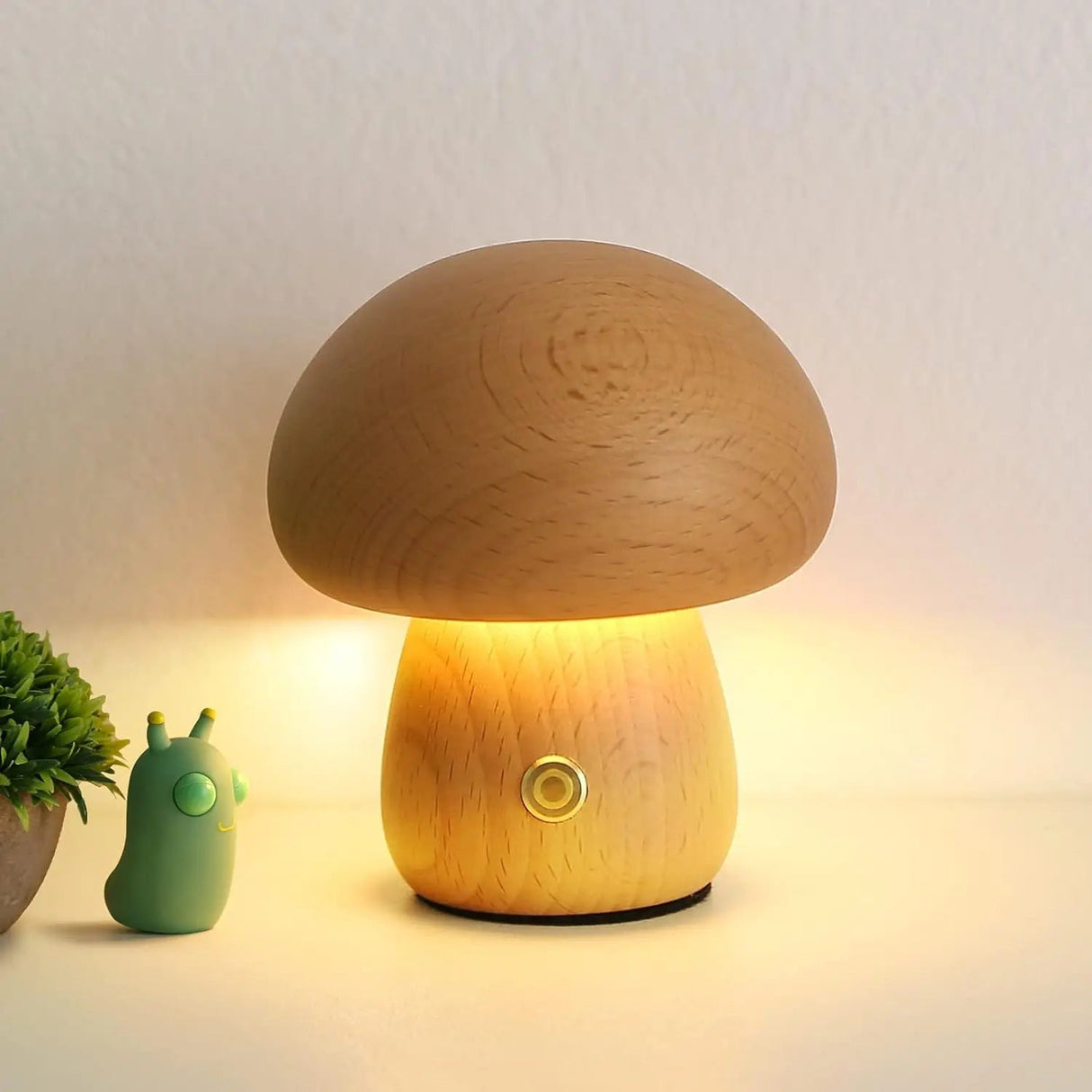 Mushroom Shaped Table Lamp - Wooden Design, Cozy Bedside Illumination - Mushroom Table Lamp - Hurbane Home