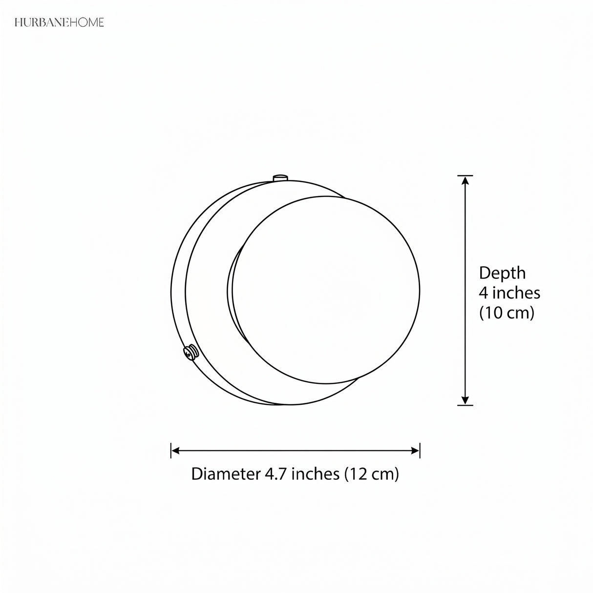 Dimension diagram: glass globe wall lamp, diameter 4.7 inches, depth 4 inches