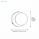 Dimension diagram: glass globe wall lamp, diameter 4.7 inches, depth 4 inches