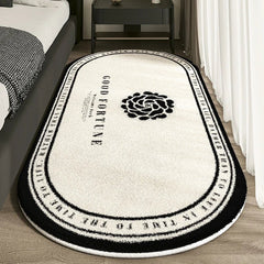 Non Slip Bedroom Rugs – VIKAMA Cashmere - Style Washable Oval Rugs - Hurbane Home
