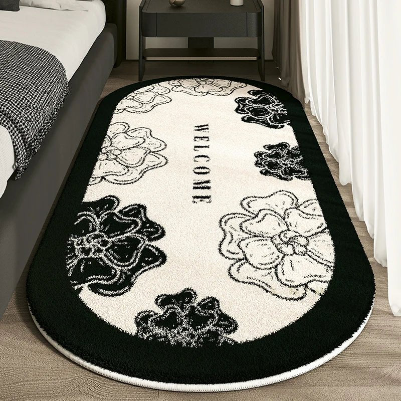 Non Slip Bedroom Rugs – VIKAMA Cashmere - Style Washable Oval Rugs - Hurbane Home