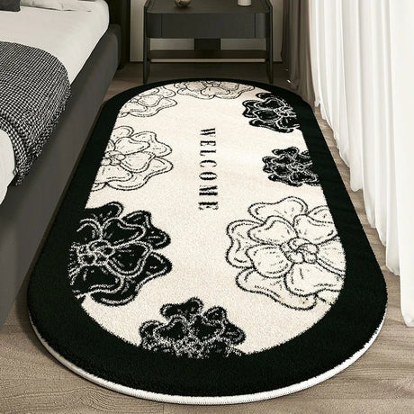 Non Slip Bedroom Rugs – VIKAMA Cashmere - Style Washable Oval Rugs - Hurbane Home