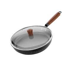 Non Stick Frying Pan – 28cm Maifan Stone Pan with Lid - Cast Iron Frying Pan - Hurbane Home