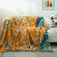Nordic Blanket Throw - Soft Cotton Knitted Blanket for Cozy Living - Cotton Throw Blanket - Hurbane Home