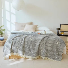 Nordic Blanket Throw - Soft Cotton Knitted Blanket for Cozy Living - Cotton Throw Blanket - Hurbane Home