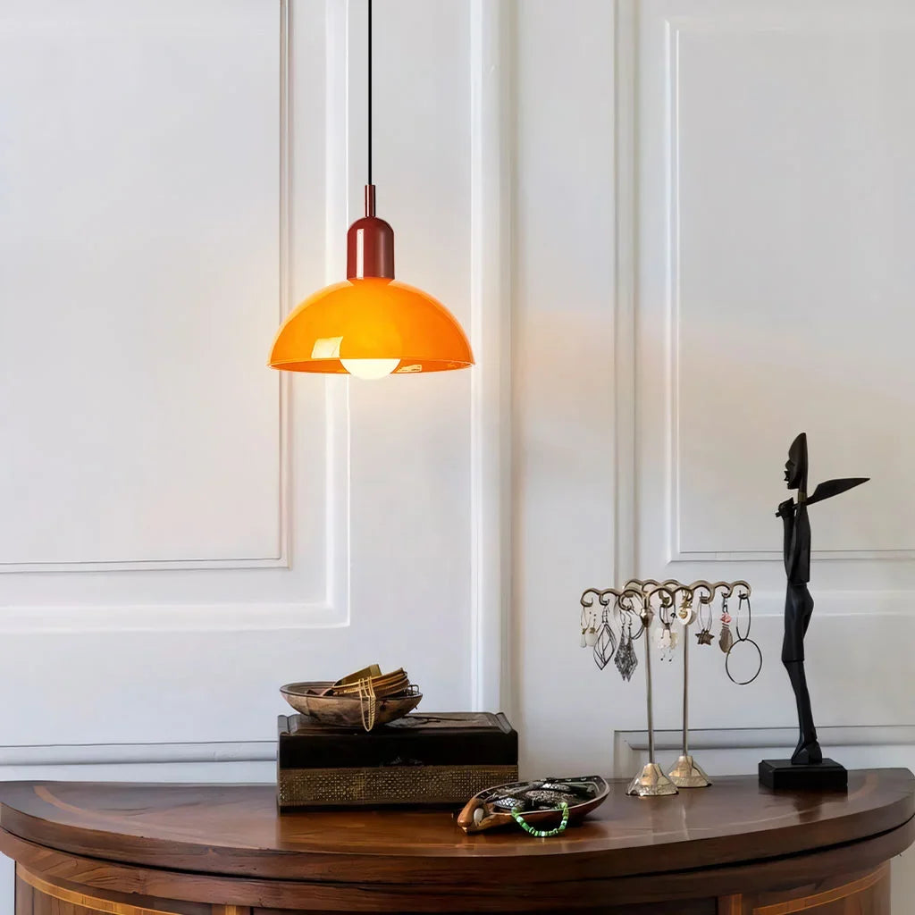 Bold shade colour bowl pendant light for a modern Nordic interior