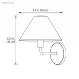 Drawing showing sconce width 9.5 inches and height 12.5 inches