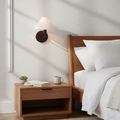 Nordic fabric cone wall sconce close detail view 14
