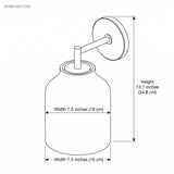 Diagram showing sconce width 7.5 inches and height 13.7 inches