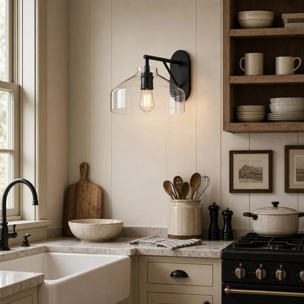 Nordic minimalist glass dome wall sconce alternative angle view 25