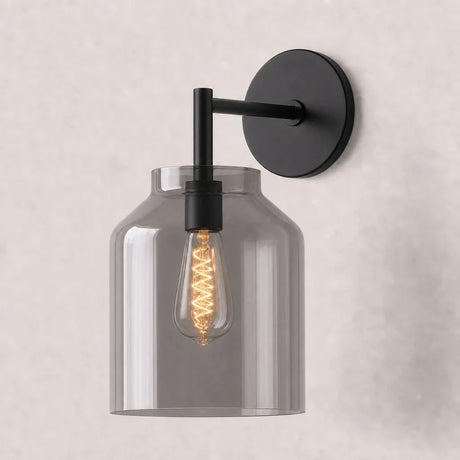 Nordic minimalist glass dome wall sconce close detail view 44