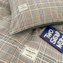 Nordic Plaid Cotton Bedding Set - Soft Cotton Duvet Cover with Pillowcases & Sheet - Hurbane Home
