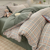 Nordic Plaid Cotton Bedding Set - Soft Cotton Duvet Cover with Pillowcases & Sheet - Hurbane Home