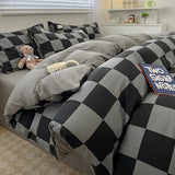 Nordic Plaid Cotton Bedding Set - Soft Cotton Duvet Cover with Pillowcases & Sheet - Hurbane Home