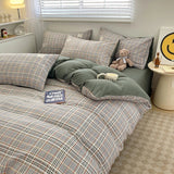 Nordic Plaid Cotton Bedding Set - Soft Cotton Duvet Cover with Pillowcases & Sheet - Hurbane Home