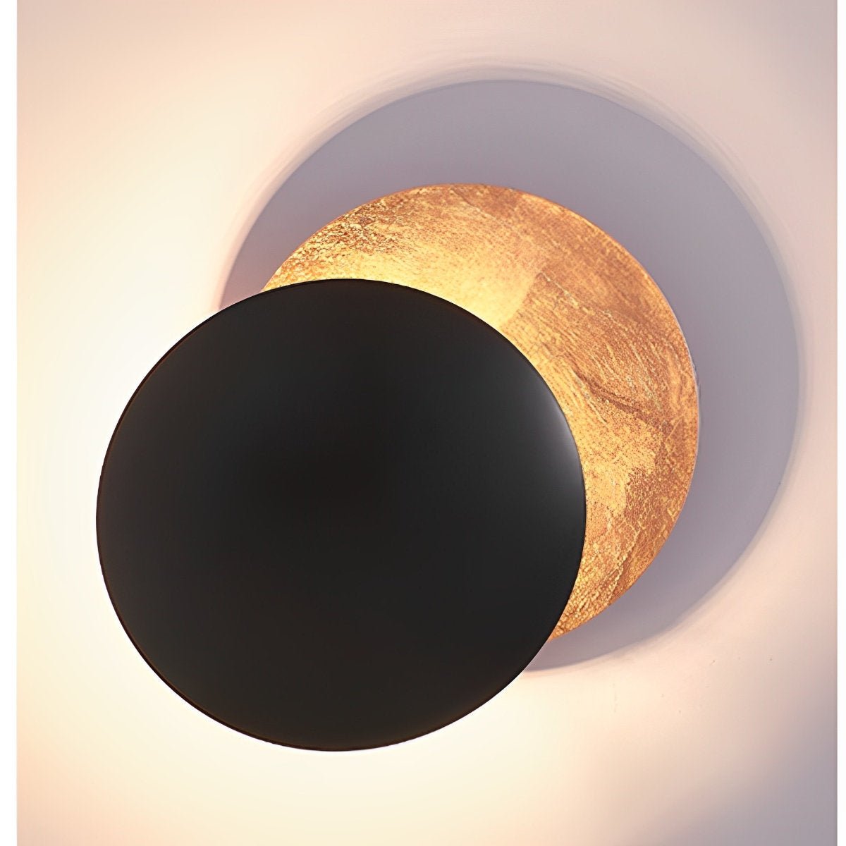 Moon disc modern wall sconce detail view 16 showing finish and construction