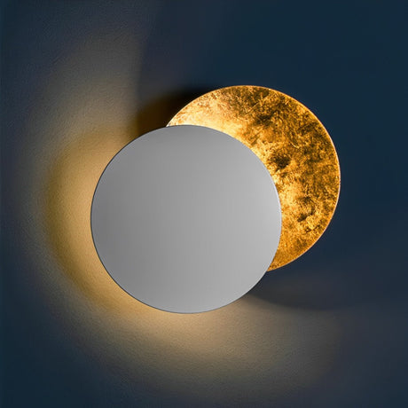 Moon disc modern wall sconce detail view 14 showing finish and construction