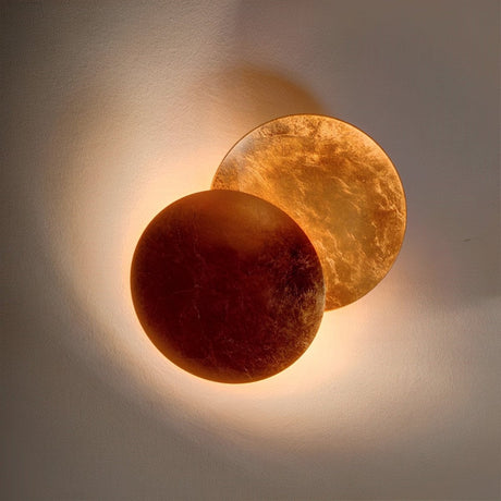 Moon disc modern wall sconce detail view 12 showing finish and construction