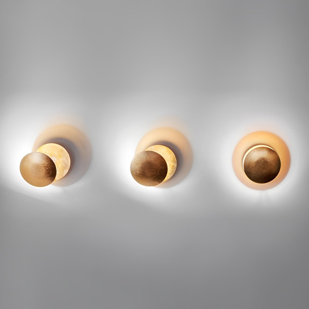 Moon disc modern wall sconce detail view 10 showing finish and construction