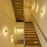 Moon disc modern wall sconce detail view 11 showing finish and construction