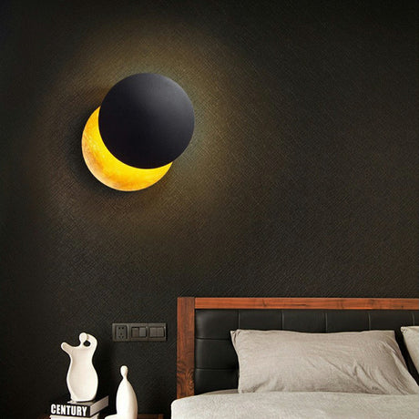 Moon disc modern wall sconce detail view 2 showing finish and construction