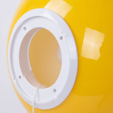 Close view of the white mounting ring inside a yellow balloon shade