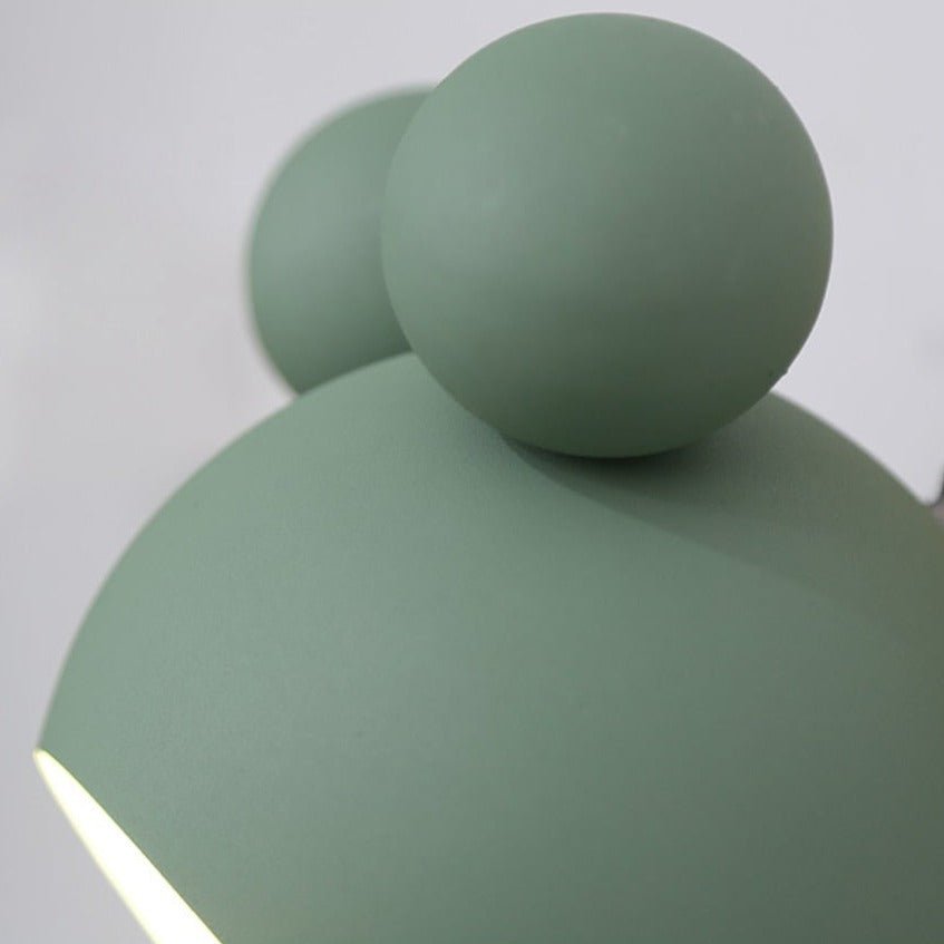 Close view of the green mouse shade showing the two round ears