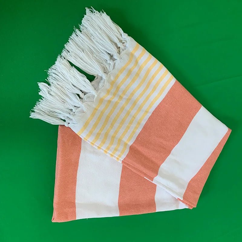 Organic Turkish Beach Towels - Luxurious Cotton with Tassel Fringe for Stylish Beach Days - Turkish Cotton Beach Towels - Hurbane Home