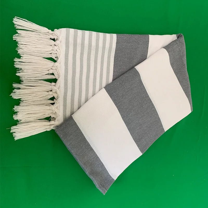 Organic Turkish Beach Towels - Luxurious Cotton with Tassel Fringe for Stylish Beach Days - Turkish Cotton Beach Towels - Hurbane Home