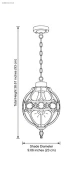 Drawing giving lamp diameter 9.06 inches and total height 36.61 inches