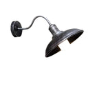 Antique silver gooseneck barn light alone on a white ground