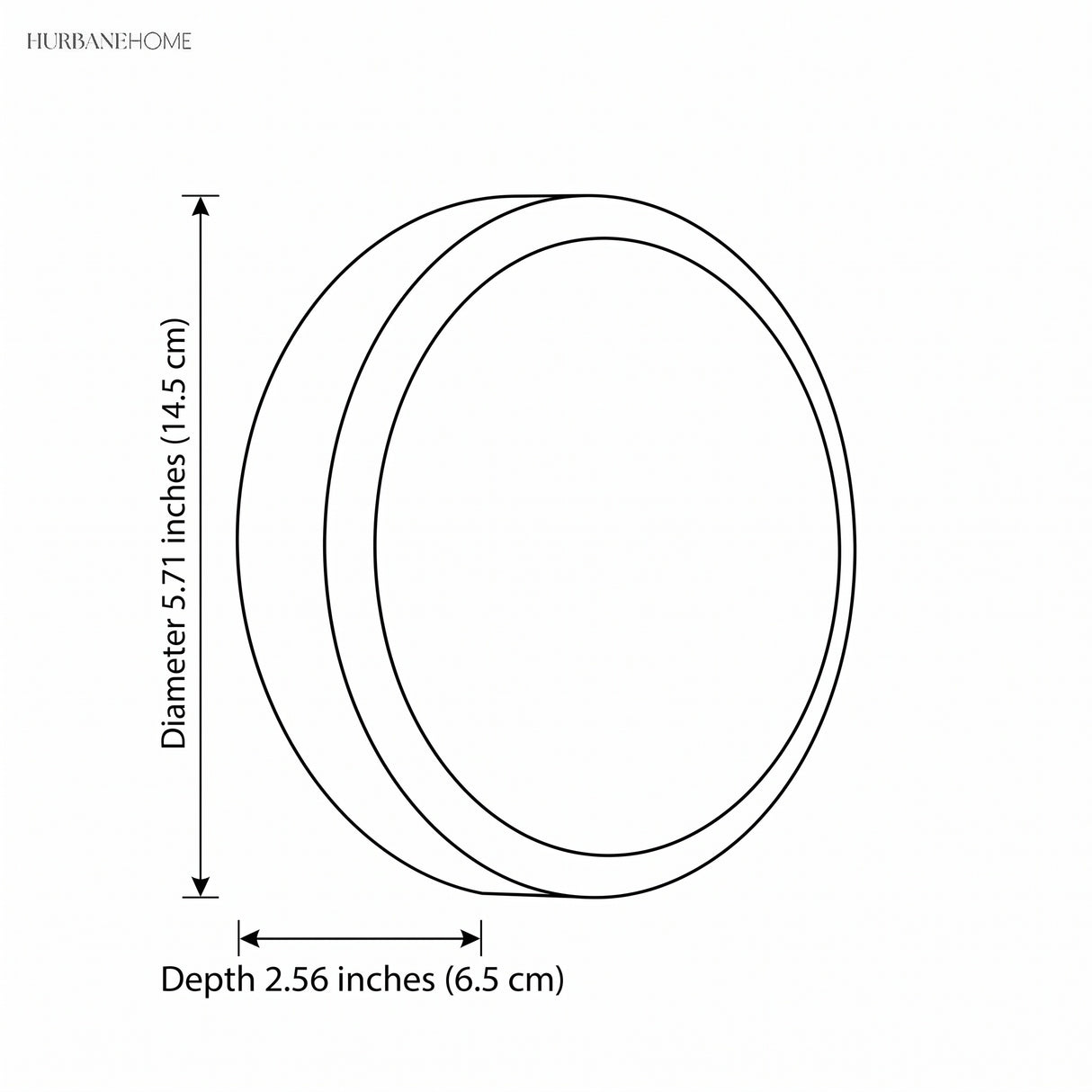 Outline drawing giving the fixture diameter 5.71 inches and depth 2.56 inches