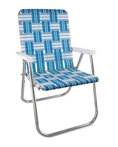 Outdoor Reclining Chair - Folding Aluminum Webbed Beach Lounger With Arms - Outdooor Recline Chair - Hurbane Home